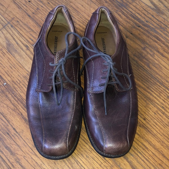 Johnston & Murphy Shoes Mens Size 10.5 Brown Sheepskin Lace Up Oxfords 59-10186 - Picture 2 of 9